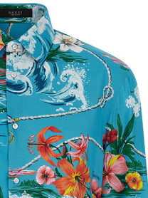 Gucci Gucci Floral Print Shirt Blue