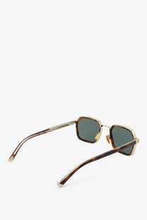 Gucci men’s acetate sunglasses with gold-toned metal frame brown tortoiseshell temples and dark green lenses
