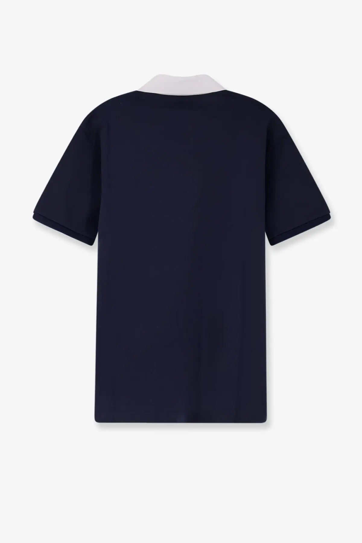 Gucci men’s navy blue cotton piquet polo shirt with short sleeves and contrasting white collar black edition