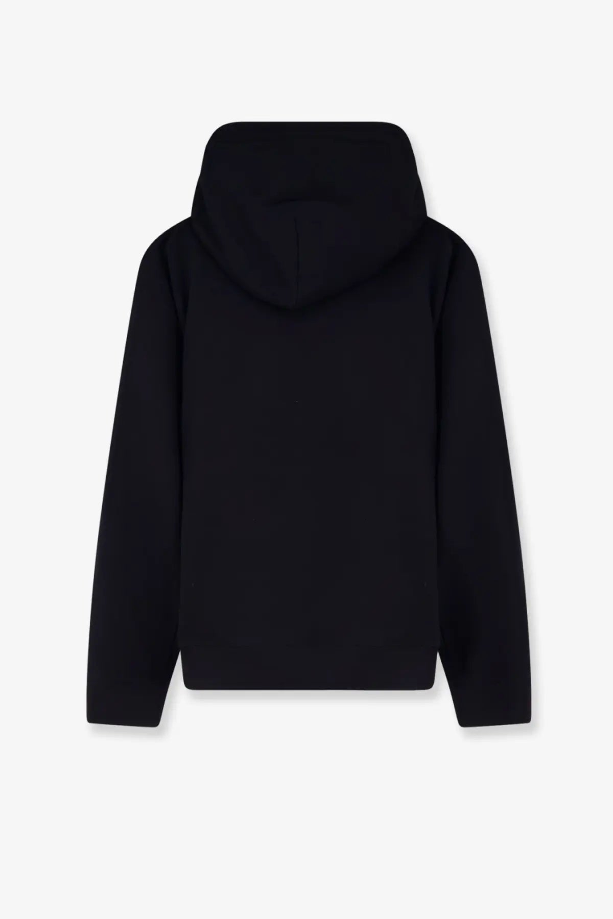 Gucci men’s black cotton sweatshirt with a smooth solid fabric finish and hooded design