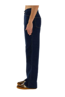Gucci men’s denim pants blue dark indigo straight-leg jeans with classic five-pocket design