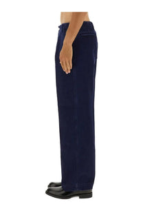 Gucci men’s élavé denim pants in dark blue wide-leg style with straight fit and classic stitching