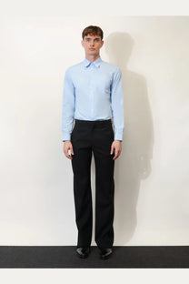 Light blue long-sleeved cotton button-down shirt for men by Gucci featuring the GG pattern serenity color
