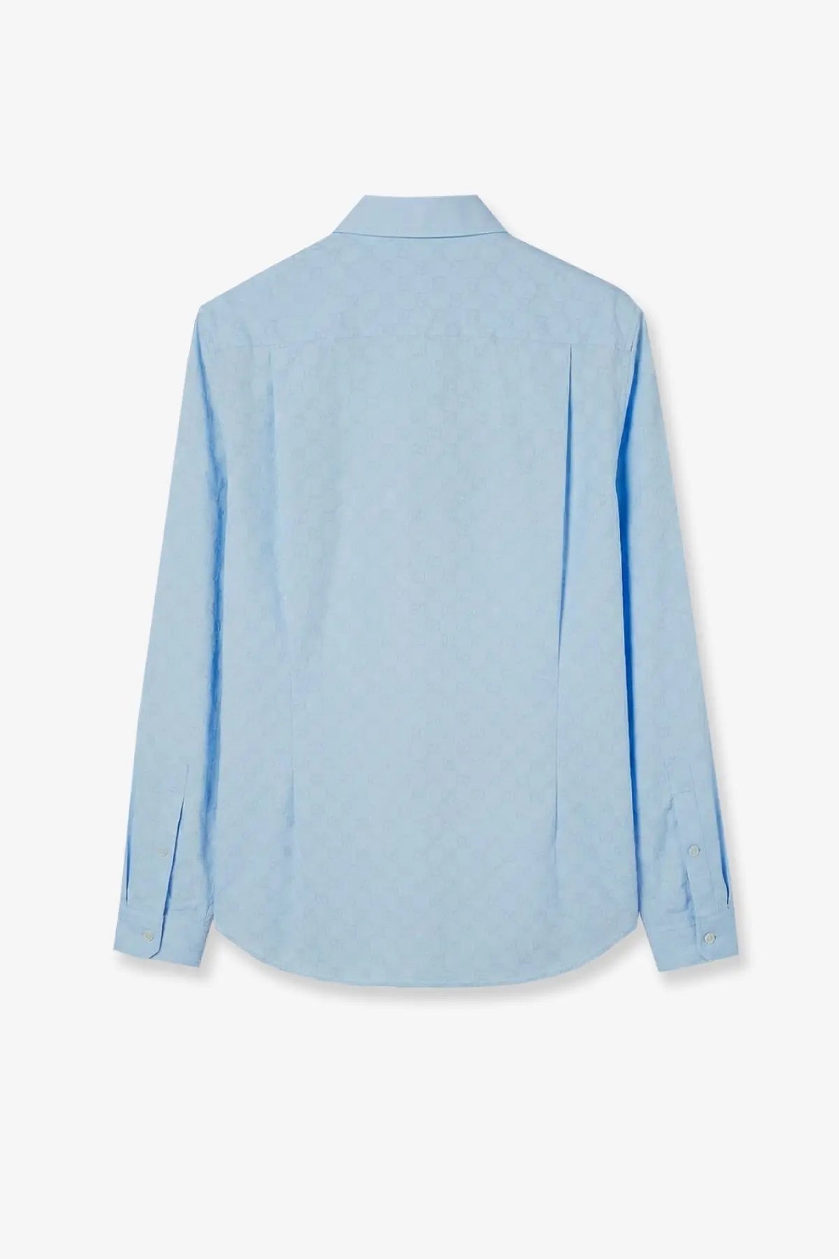Gucci men’s serenity light blue cotton shirt with long sleeves classic collar and neatly pressed fabric