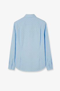 Gucci men’s serenity light blue cotton shirt with long sleeves classic collar and neatly pressed fabric