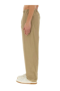 Gucci men’s brown heavy cotton poplin pants beige relaxed fit with elastic waistband and single front pocket