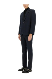 Gucci men’s jacquard dress blue navy blue tailored suit jacket with single button closure and notched lapels
