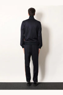 Black turtleneck track suit with subtle red side stripes in jersey material for casual wear