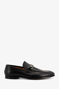 Gucci men’s Jordaan leather loafers black with silver horsebit buckle in smooth leather finish