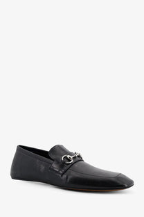 Black leather gucci men’s Ragazzo loafers with silver horsebit buckle elegant slip-on dress shoes