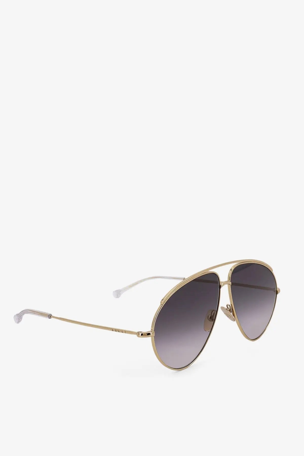 Gold-toned metal Gucci men’s aviator sunglasses with gradient gray lenses for stylish sun protection