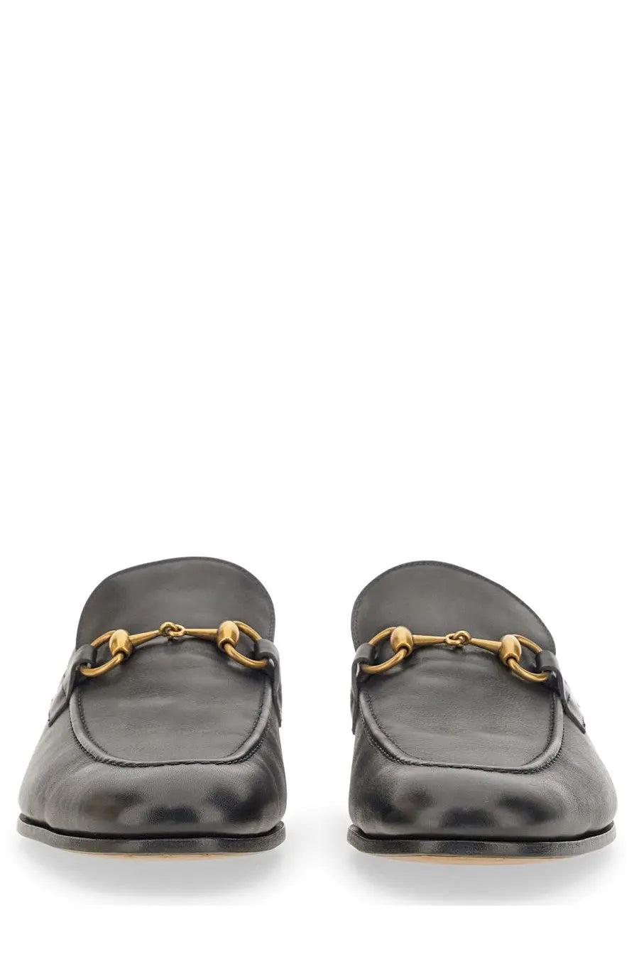 Gucci men’s black leather loafers with gold-tone horsebit detailing moccasin Jordaan style