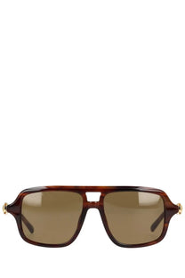 Gucci men’s navigator sunglasses in tortoiseshell acetate with gold-tone metal accents and brown gradient lenses