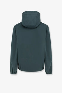 Gucci men’s reversible ripstop cotton jacket blue with dark green hooded side and sleek minimalist design with elastic cuffs