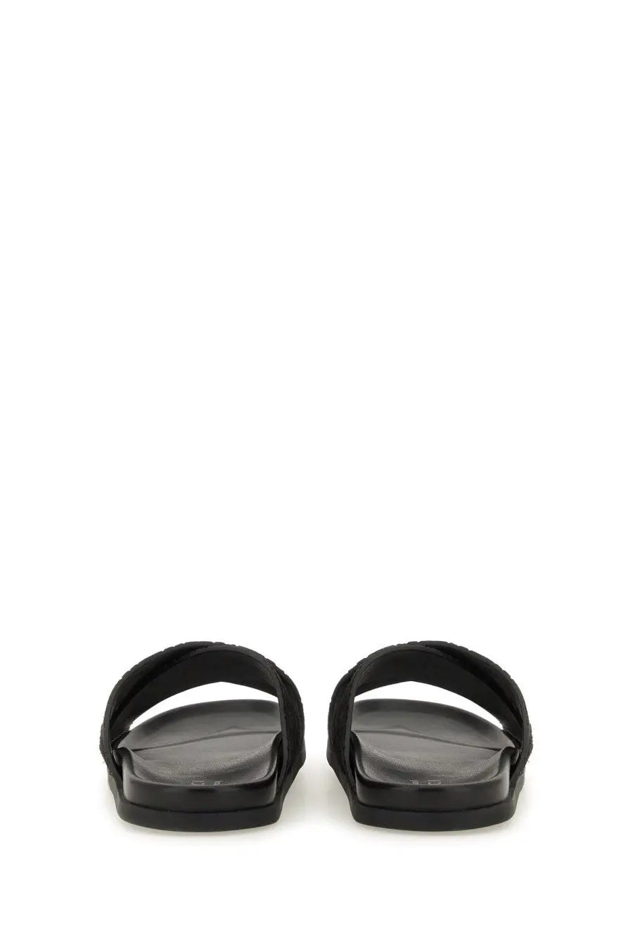 Gucci men’s black leather slide sandals with braided strap design for casual wear