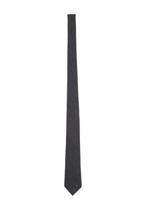 Gucci men’s silk tie black in dark gray with a subtle geometric pattern for formal and business wear