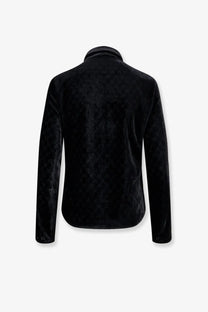 Gucci men’s black velvet blazer with subtle textured stretch GG évoré pattern for a stylish look