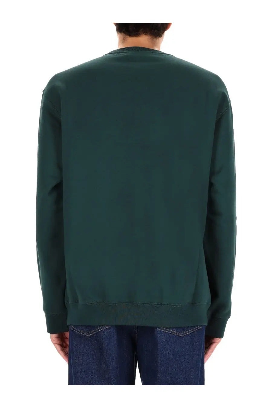 Dark green Gucci men’s crewneck sweatshirt with ribbed cuffs and hem made from soft comfortable fabric