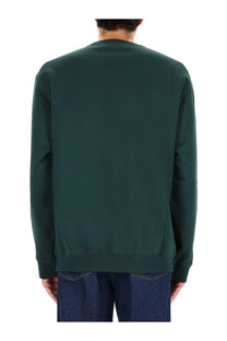 Dark green Gucci men’s crewneck sweatshirt with ribbed cuffs and hem made from soft comfortable fabric