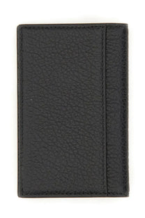 Gucci men’s wallet black textured leather card case with visible stitching along the edges