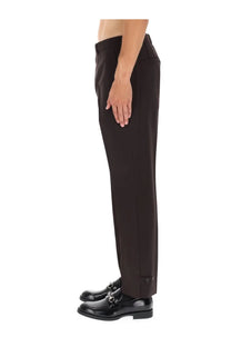 Gucci men’s wool gabardine pants black with tailored sleek straight-leg cut and subtle pleats at waistband