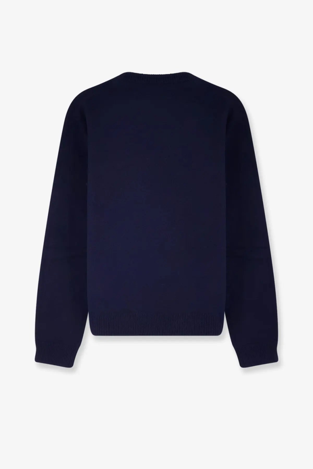 Gucci men’s navy blue wool knit sweater with ribbed cuffs and hem for stylish casual wear