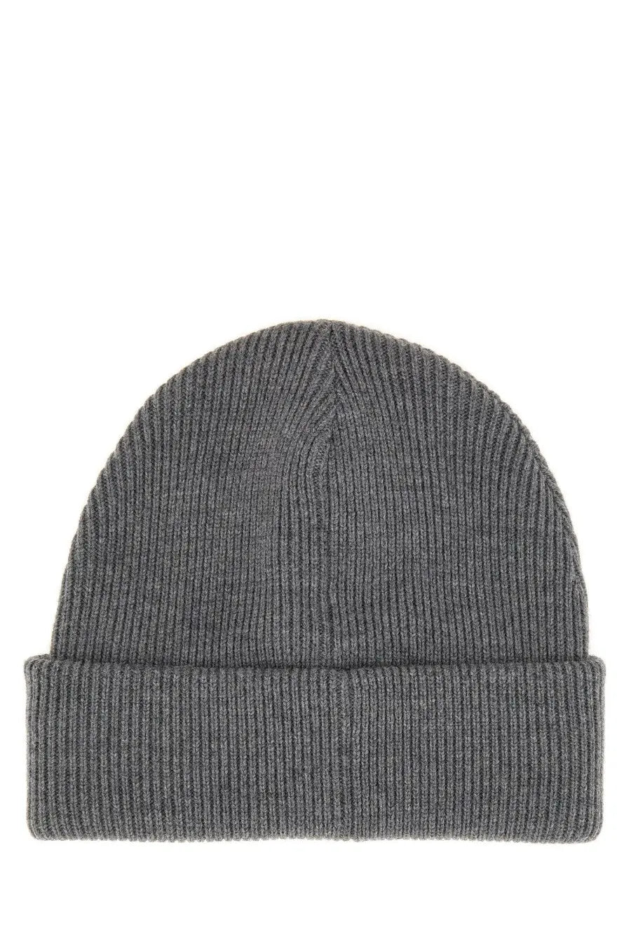 Gucci men’s woolen hat grey classic gray ribbed knit beanie with folded cuff made of wool