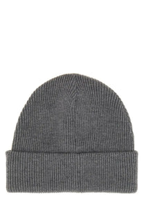 Gucci men’s woolen hat grey classic gray ribbed knit beanie with folded cuff made of wool