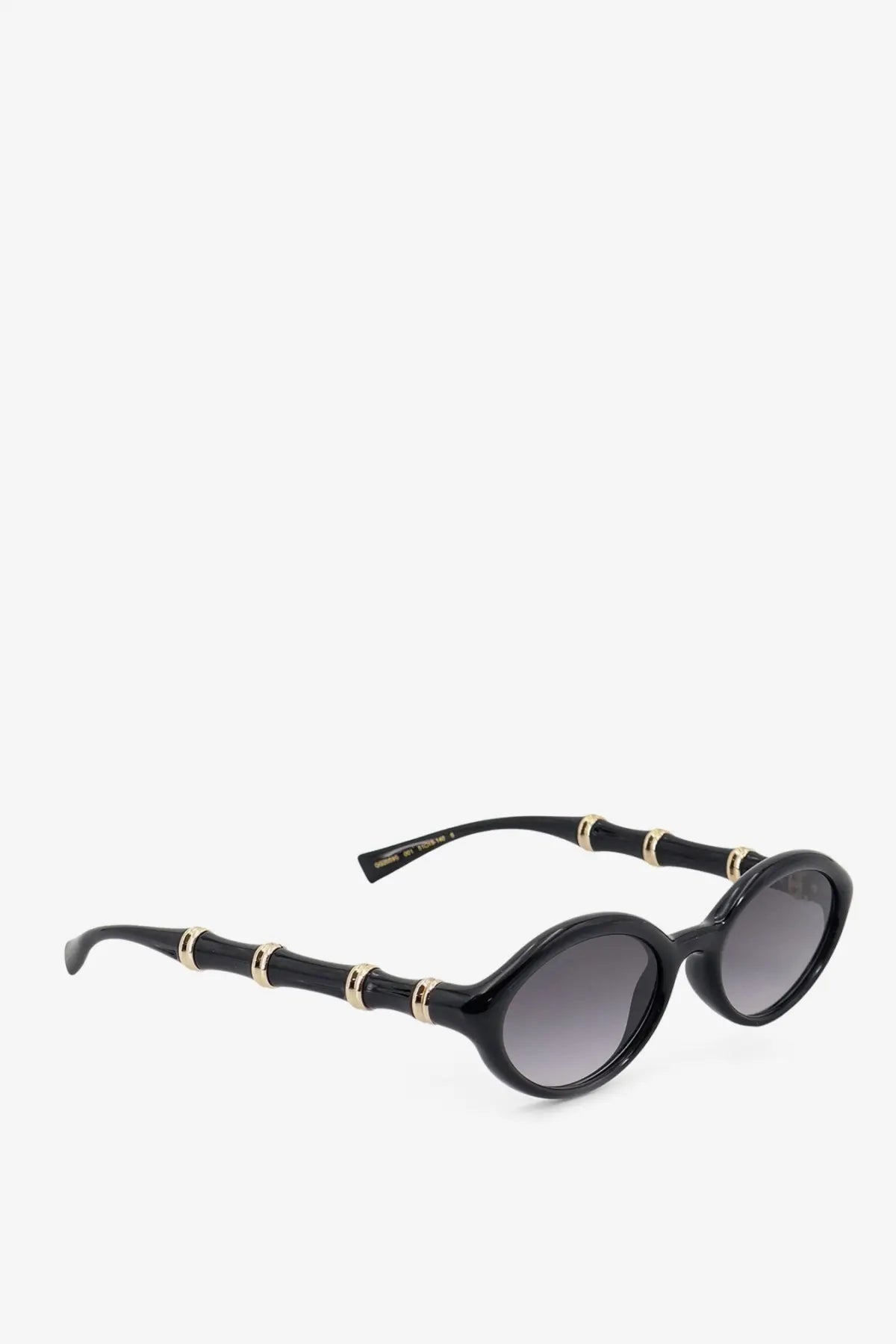 Gucci women’s black acetate sunglasses with black bamboo-inspired frames gold-tone accents and gradient gray lenses