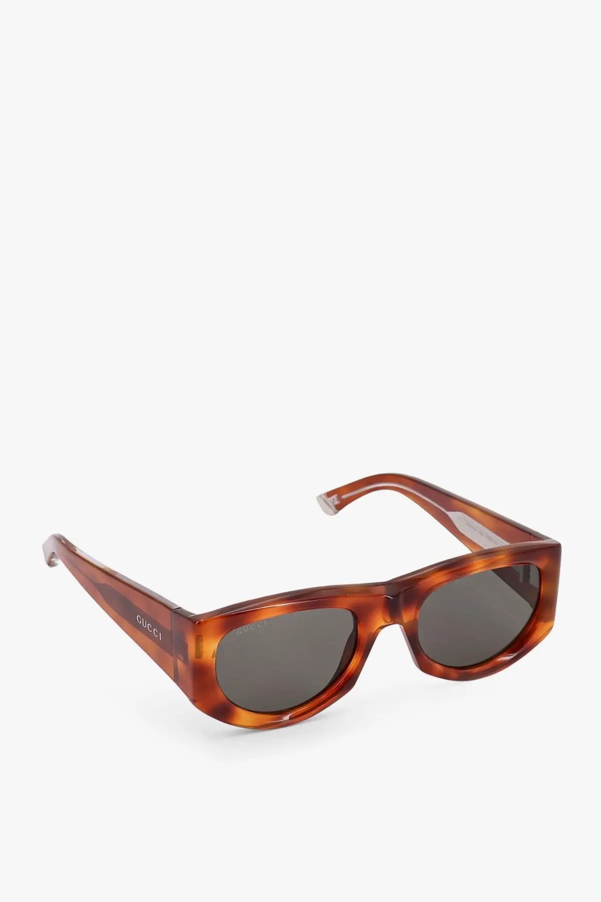 Gucci women’s acetate sunglasses in tortoiseshell brown with dark gray lenses for stylish sun protection