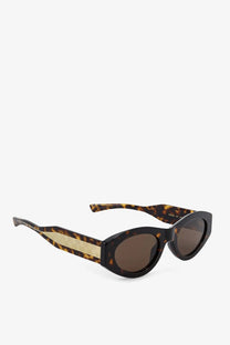 Gucci women’s brown tortoiseshell acetate sunglasses with gold tone logo detailing and brown lenses