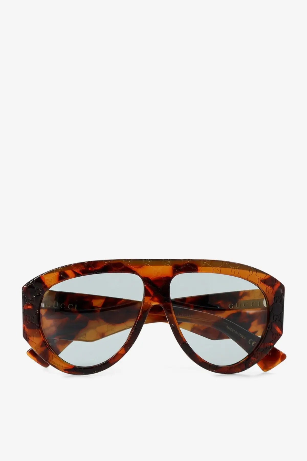 Gucci women’s acetate aviator sunglasses in tortoiseshell pattern with brown mirrored lenses