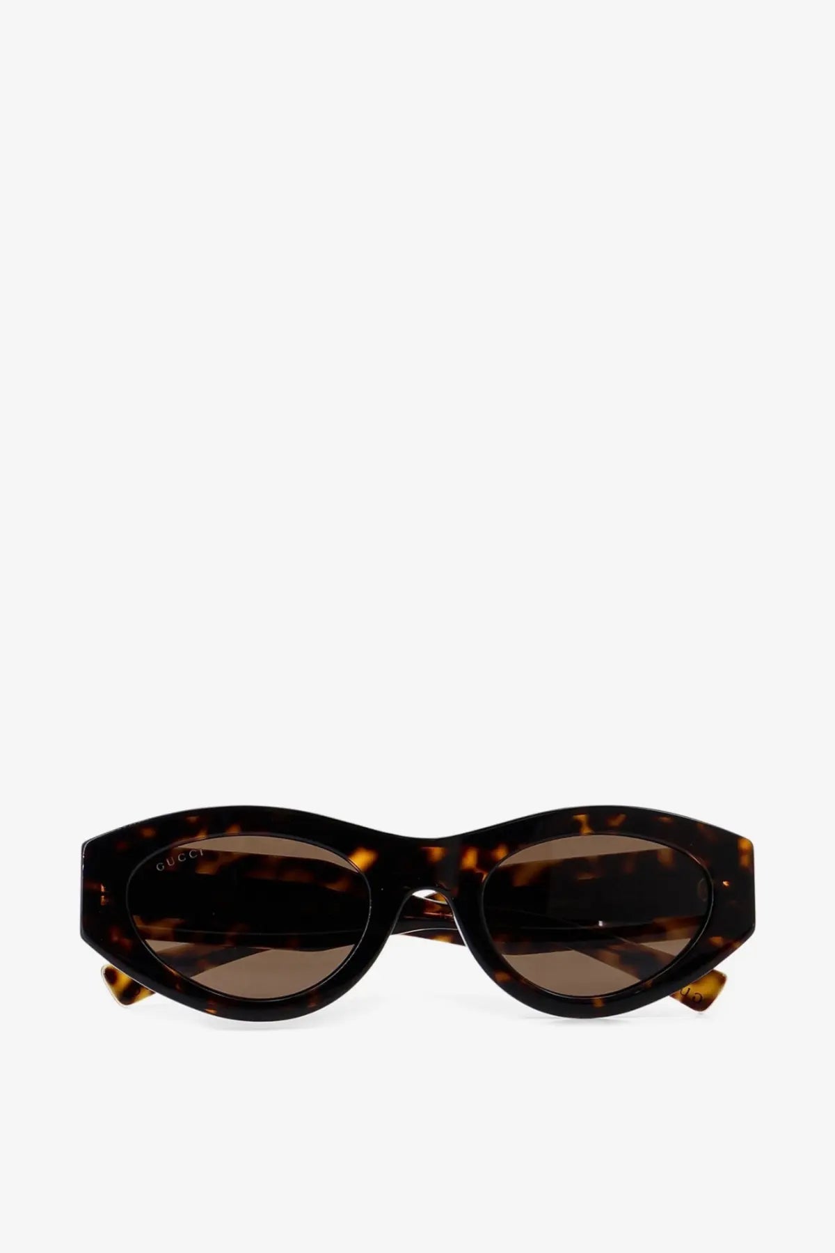 Gucci women’s acetate cat-eye sunglasses in tortoiseshell pattern with dark brown lenses and brown frame