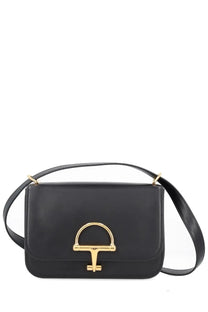 Gucci women’s crossbody bag in black leather with gold-tone horsebit clasp ideal for stylish everyday use