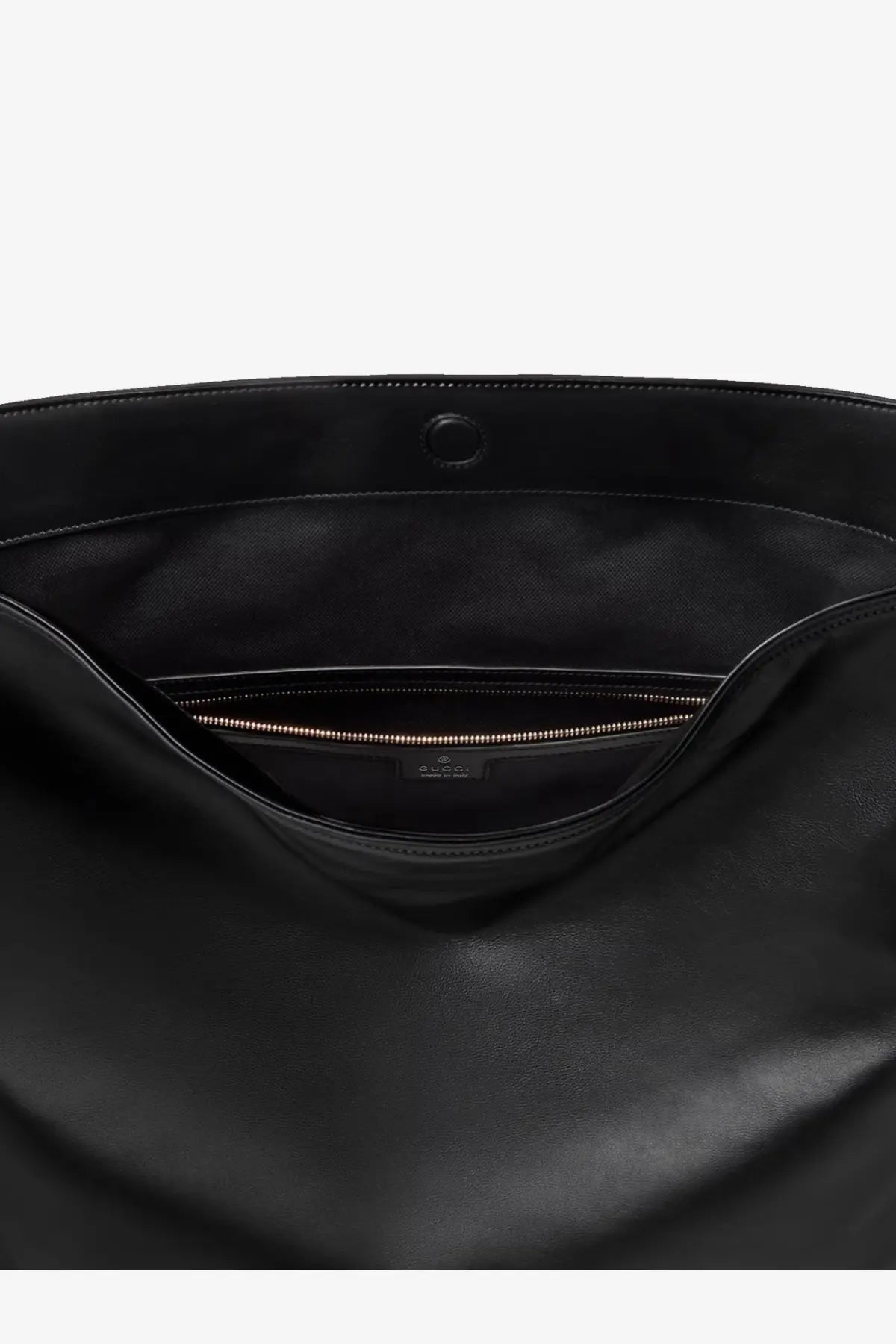 Black leather gucci women’s large shoulder bag with a sleek minimalist design and subtle gold-tone zipper