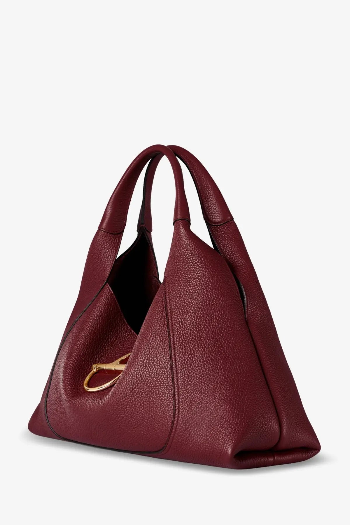 Gucci women’s borsa spalla softbit burgundy pebbled leather hobo bag with gold-tone hardware in red