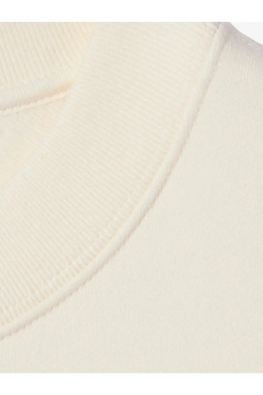 Gucci women’s white brushed cotton jersey sweatshirt featuring a cream-colored ribbed knit turtleneck with smooth texture