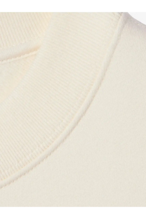 Gucci women’s white brushed cotton jersey sweatshirt featuring a cream-colored ribbed knit turtleneck with smooth texture