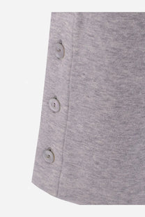 Gucci women’s grey cotton blend trouser paired with gray heathered knit button-up shirt with matching buttons