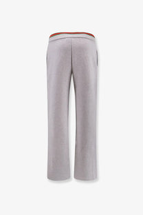 Gucci women’s cotton blend grey heathered sweatpants with a red and green striped waistband