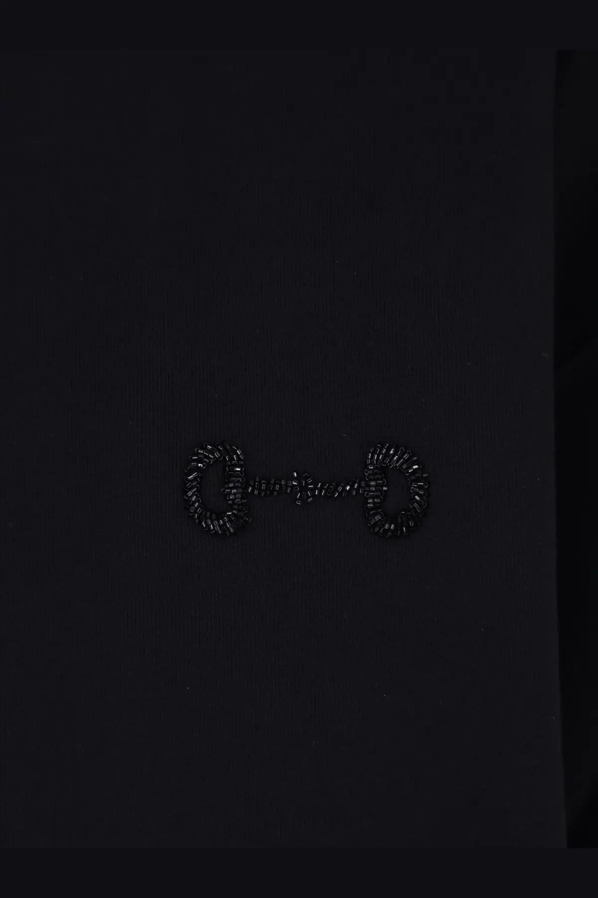 Black beaded horsebit clasp detail on gucci womens black cotton sweatshirt back side