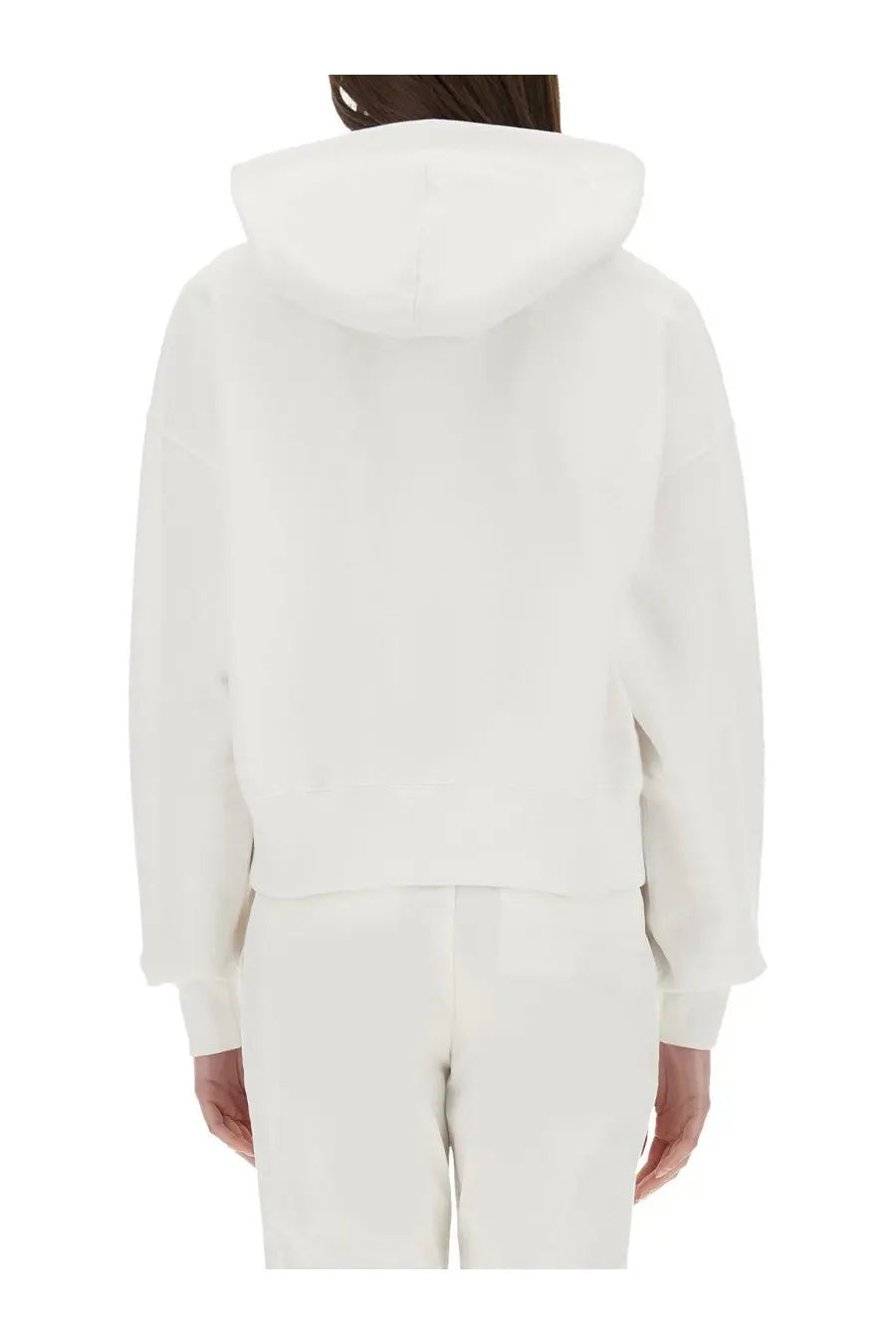 Gucci women’s white cotton hooded sweatshirt with soft minimalist design and clean lines