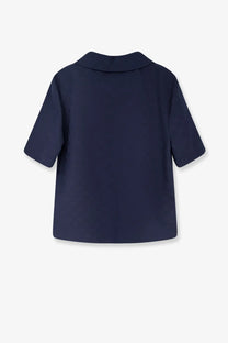 Navy blue short-sleeved fabric polo shirt with classic collar by Gucci womens tide collection