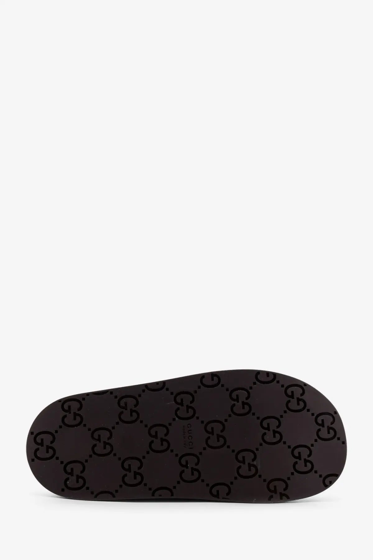 Black gucci slide sandal sole with iconic interlocking gg monogram pattern from gucci women’s gg fabric sabot beige