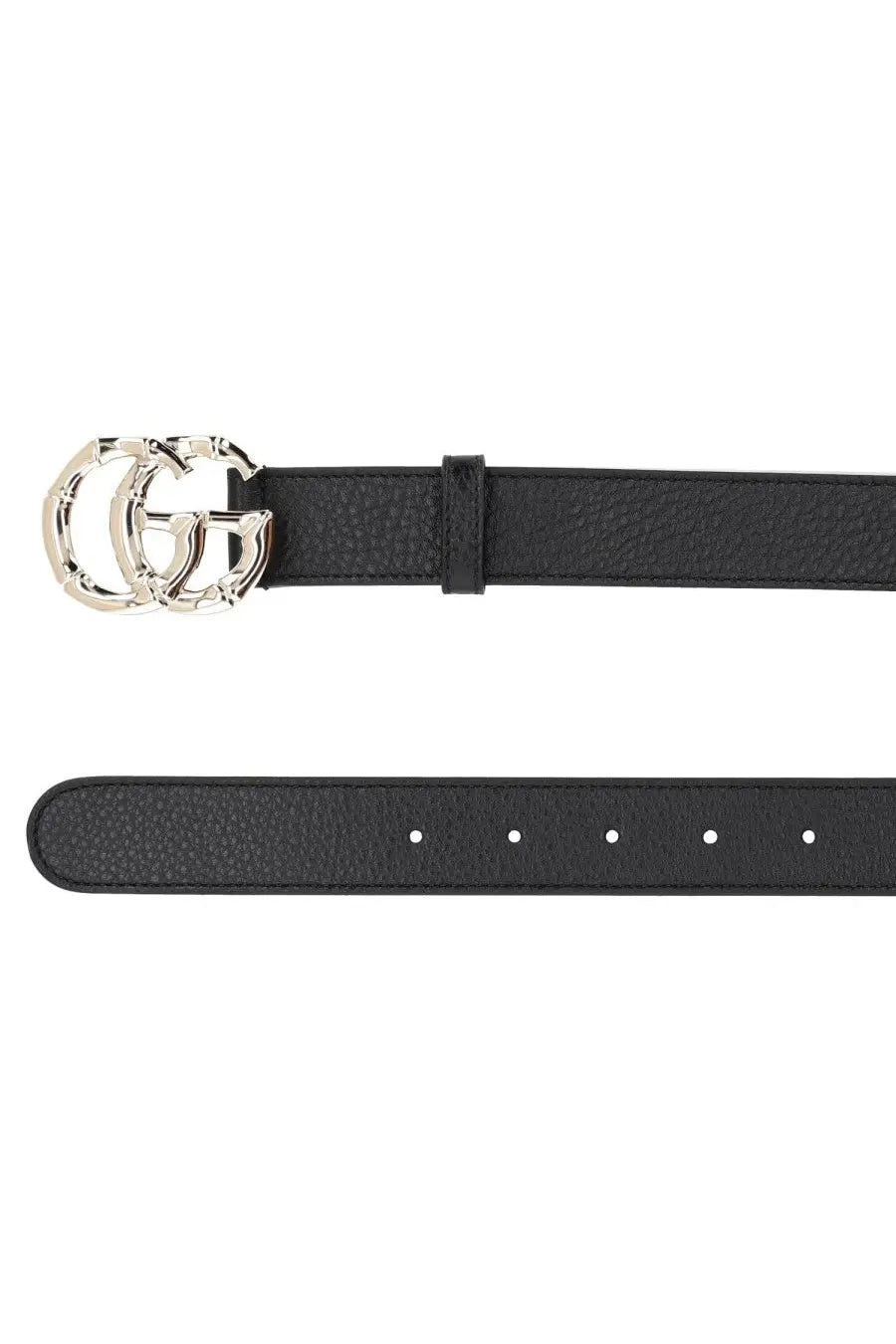 Gucci women’s GG Marmont black leather belt with silver-toned interlocking GG buckle for stylish wear