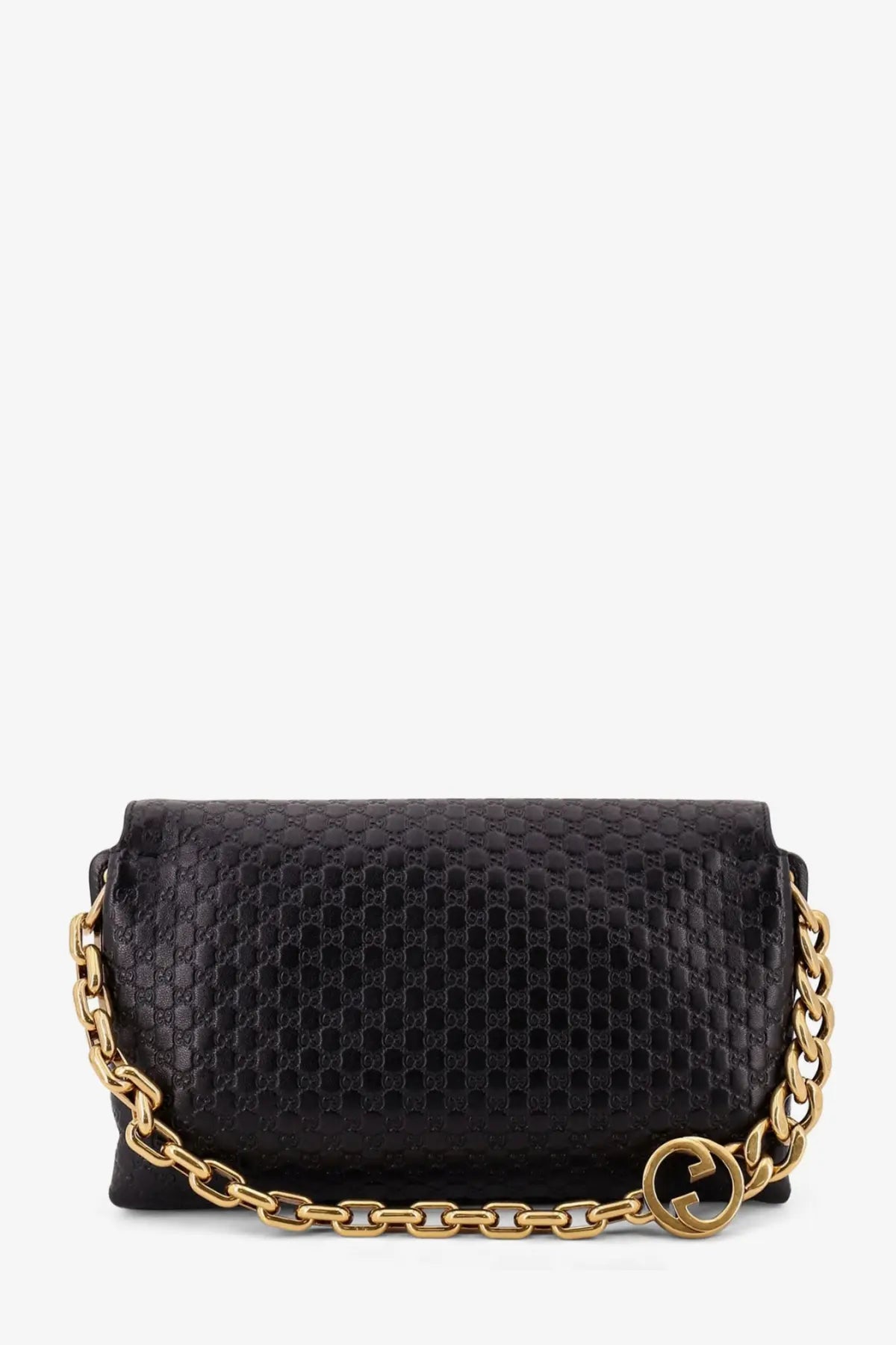 Black gucci gg supreme leather crossbody bag with gold-tone chain hardware for women