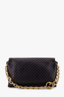 Black gucci gg supreme leather crossbody bag with gold-tone chain hardware for women