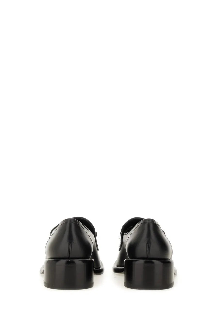 Gucci women’s moccasin black patent leather loafers with glossy finish and chunky block heels