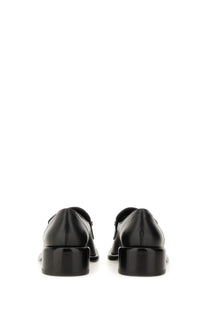 Gucci women’s moccasin black patent leather loafers with glossy finish and chunky block heels