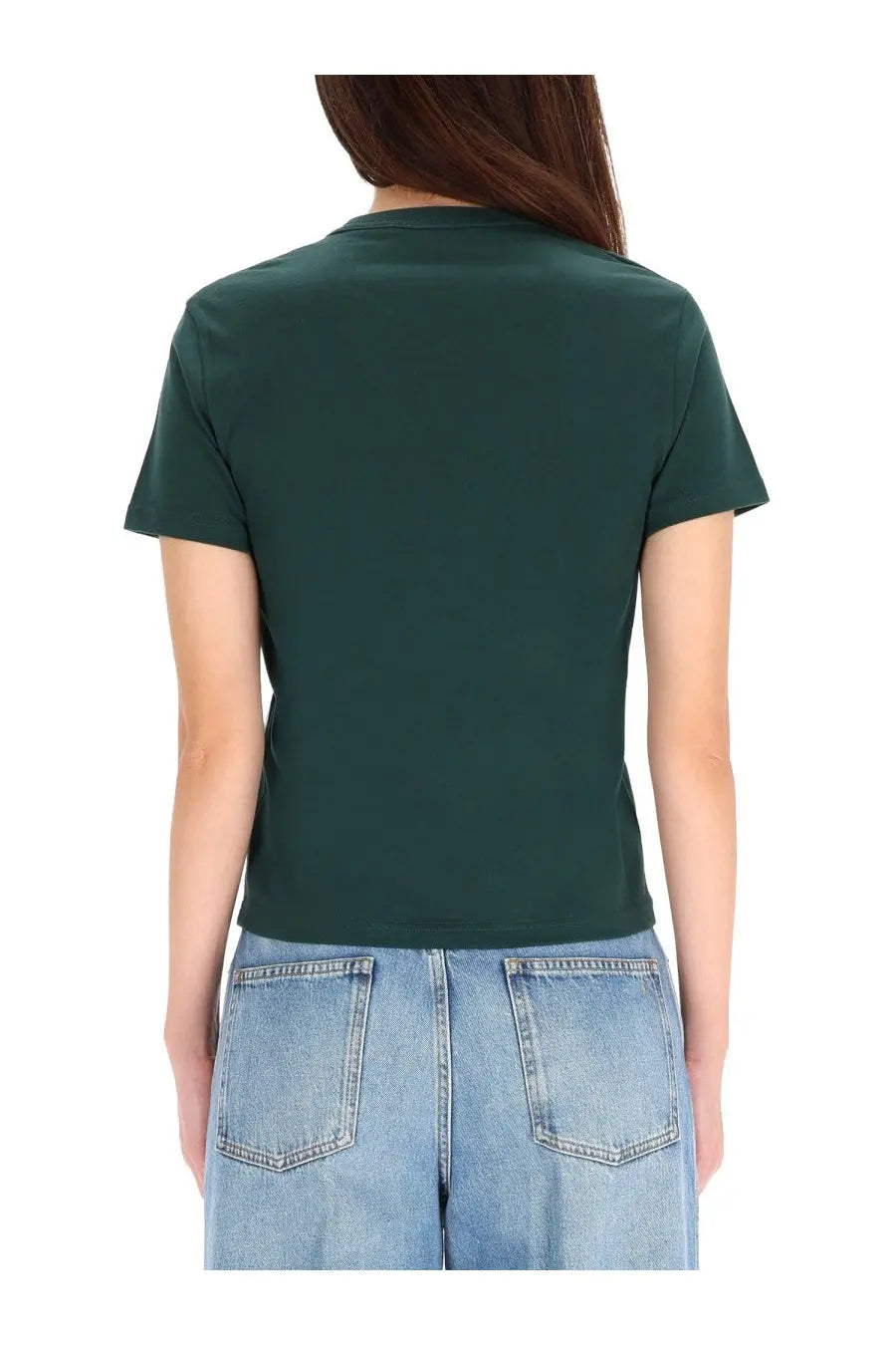 Gucci women’s dark green short-sleeved shirt with a simple crew neck design perfect for casual wear